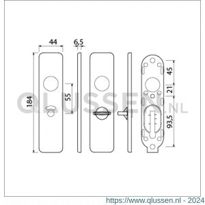 Ami 185/44 Klik kortschild aluminium toilet- en badkamersluiting WC 8/55 F1 210365