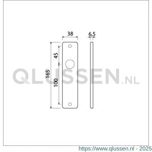 Ami 165/4 RH kortschild aluminium rondhoek blind F1 211000