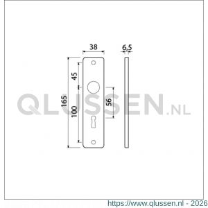 Ami 165/4 RH kortschild aluminium rondhoek sleutelgat SLG 56 F1 211002