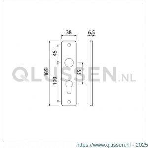 Ami 165/4 RH kortschild aluminium rondhoek profielcilinder PC 55 F1 211013