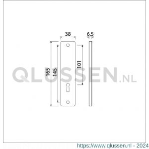 Ami 165/4 RH kortschild aluminium rondhoek zonder krukgat sleutelgat SLG 56 F1 211032