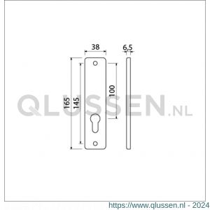 Ami 165/4 RH kortschild aluminium rondhoek zonder krukgat profielcilinder PC 55 F1 211043