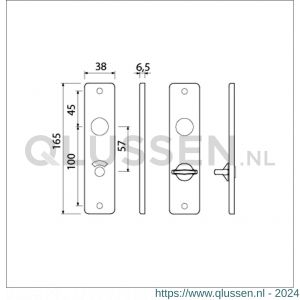 Ami 165/4 RH kortschild aluminium rondhoek toilet- en badkamersluiting WC 5/57 mm F1 211061