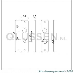 Ami 165/4 RH kortschild aluminium rondhoek toilet- en badkamersluiting WC 8/55 mm F1 211065