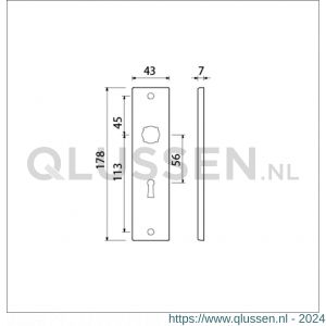 Ami 178/43 kortschild aluminium sleutelgat SLG 56 F1 212002