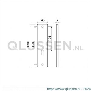 Ami 178/43 kortschild aluminium zonder krukgat sleutelgat SLG 56 F1 212032