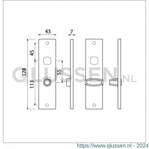 Ami 178/43 kortschild aluminium toilet- en badkamersluiting WC 8/55 mm F1 212095