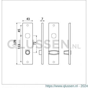 Ami 178/43 kortschild aluminium toilet- en badkamersluiting WC 8/72 mm F1 212097