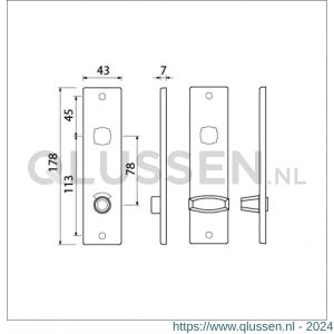 Ami 178/43 kortschild aluminium toilet- en badkamersluiting WC 8/78 mm F1 212098