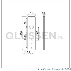 Ami 180/41 RH kortschild aluminium rondhoek sleutelgat SLG 72 F1 212204