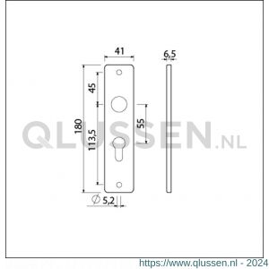 Ami 180/41 RH kortschild aluminium rondhoek profielcilinder PC 55 F1 212213