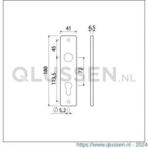 Ami 180/41 RH kortschild aluminium rondhoek profielcilinder PC 72 F1 212216