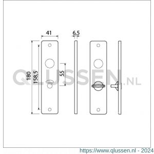 Ami 180/41 RH kortschild aluminium rondhoek toilet- en badkamersluiting WC 8/55 mm F1 212265