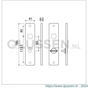 Ami 180/41 RH kortschild aluminium rondhoek toilet- en badkamersluiting WC 8/63 mm F1 212266