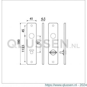 Ami 180/41 RH kortschild aluminium rondhoek toilet- en badkamersluiting WC 8/72 mm F1 212267