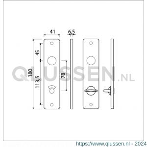 Ami 180/41 RH kortschild aluminium rondhoek toilet- en badkamersluiting WC 8/78 mm F1 212268