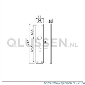 Ami 212/41 RH langschild aluminium rondhoek sleutelgat SLG 56 F1 213102