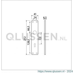 Ami 212/41 RH langschild aluminium rondhoek sleutelgat SLG 72 F1 213104