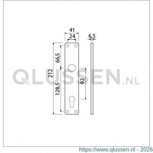 Ami 212/41 RH langschild aluminium rondhoek profielcilinder PC 92 F1 213119
