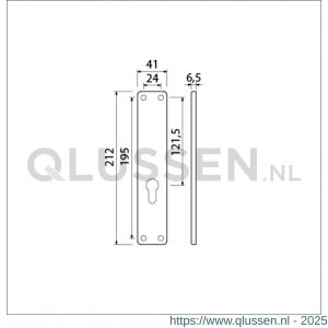 Ami 212/41 RH langschild aluminium rondhoek zonder krukgat profielcilinder PC 55 F1 213143