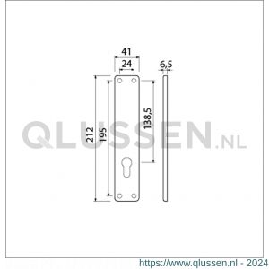 Ami 212/41 RH langschild aluminium rondhoek zonder krukgat profielcilinder PC 72 F1 213146