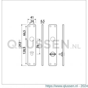 Ami 212/41 RH langschild aluminium rondhoek toilet- en badkamersluiting WC 8/78 mm F1 213168