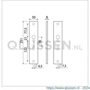 Ami 251/50/8 langschild aluminium sleutelgat SLG 56 F1 R6,5/R7,3 215102