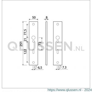 Ami 251/50/8 langschild aluminium sleutelgat SLG 72 F1 R6,5/R7,3 215104