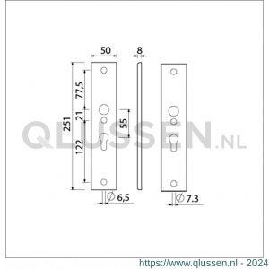 Ami 251/50/8 langschild aluminium profielcilinder PC 55 F1 R6,5/R7,3 215113