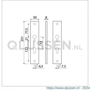 Ami 251/50/8 langschild aluminium profielcilinder PC 72 F1 R6,5/R7,3 215116