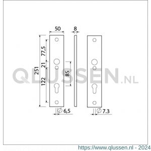 Ami 251/50/8 langschild aluminium profielcilinder PC 85 F1 R6,5/R7,3 215117