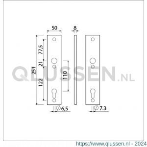 Ami 251/50/8 langschild aluminium profielcilinder PC 110 F1 R6,5/R7,3 215121