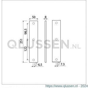 Ami 251/50/8 langschild aluminium geheel blind F1 R6,5/R7,3 215130