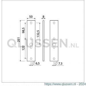 Ami 251/50/8 langschild aluminium zonder krukgat profielcilinder PC 55 F1 R6,5/R7,3 215144