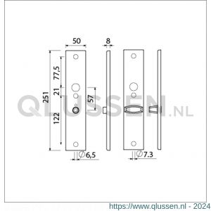 Ami 251/50/8 langschild aluminium toilet- en badkamersluiting WC 5x57 mm F1 R6,5/R7,3 215194