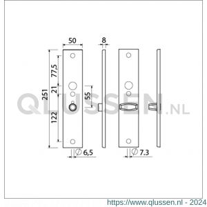 Ami 251/50/8 langschild aluminium toilet- en badkamersluiting WC 8/55 mm F1 R6,5/R7,3 215195