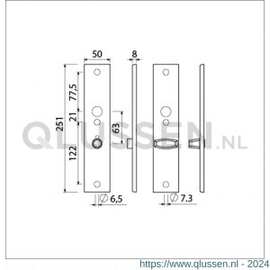 Ami 251/50/8 langschild aluminium toilet- en badkamersluiting WC 8x63 mm F1 R6,5/R7,3 215196