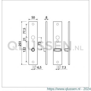 Ami 251/50/8 langschild aluminium toilet- en badkamersluiting WC 8x72 mm F1 R6,5/R7,3 215197