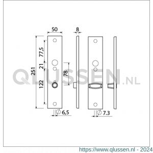 Ami 251/50/8 langschild aluminium toilet- en badkamersluiting WC 8x78 mm F1 R6,5/R7,3 215198