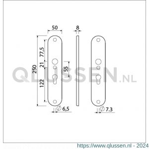 Ami 250/50/8/1 langschild aluminium profielcilinder PC 55 F1 R6,5/R7,3 215313