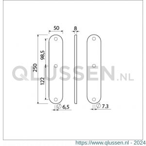 Ami 250/50/8/1 langschild aluminium geheel blind F1 R6,5/R7,3 215330