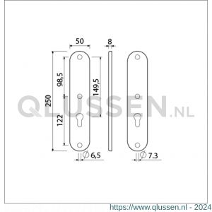 Ami 250/50/8/1 langschild aluminium zonder krukgat profielcilinder PC 72 F1 R6,5/R7,3 215346