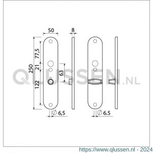 Ami 250/50/8/1 langschild aluminium toilet- en badkamersluiting WC 8x63 mm F1 R6,5/R7,3 215396