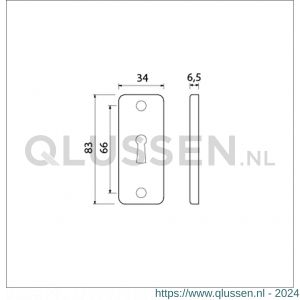 Ami 4 RH sleutelrozet aluminium rechthoek sleutelgat SLG F1 216402