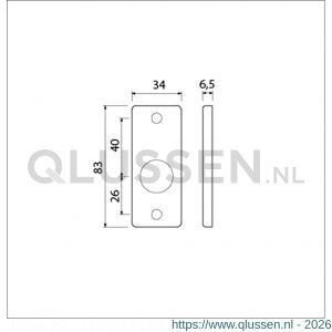 Ami 4 RH cilinderrozet aluminium rechthoek RC F1 216405