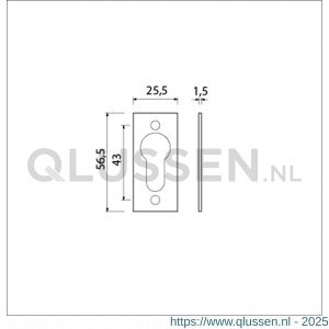 Ami 4 Vlak cilinderrozet aluminium afdekplaatje nummer 4 vlak profielcilinder PC gat F1 217034