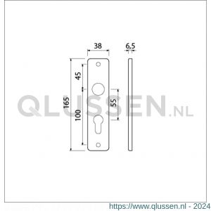 Ami 165/4 RH kortschild aluminium rondhoek profielcilinder PC 55 F2 221013