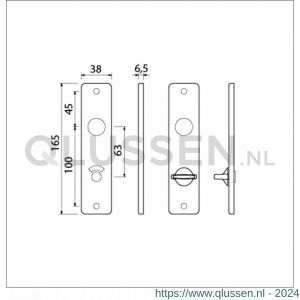 Ami 165/4 RH kortschild aluminium rondhoek toilet- en badkamersluiting WC 8/63 mm F2 221066