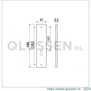 Ami 180/41 RH kortschild aluminium rondhoek zonder krukgat sleutelgat SLG 56 F2 222232