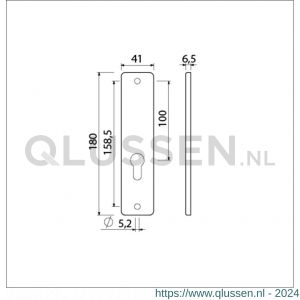 Ami 180/41 RH kortschild aluminium rondhoek zonder krukgat profielcilinder PC 55 F2 222243